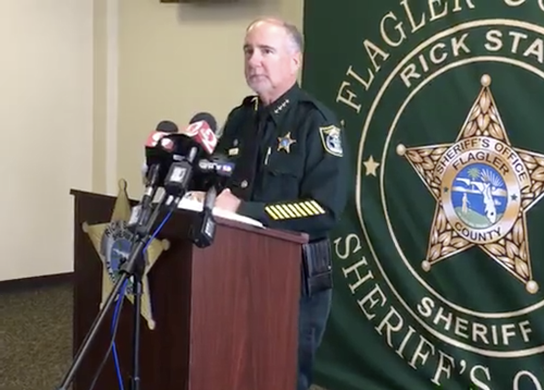 Sheriff Rick Staly speaks at a news conference Feb. 22. (Image from the FCSO's Facebook Live stream of the press conference)