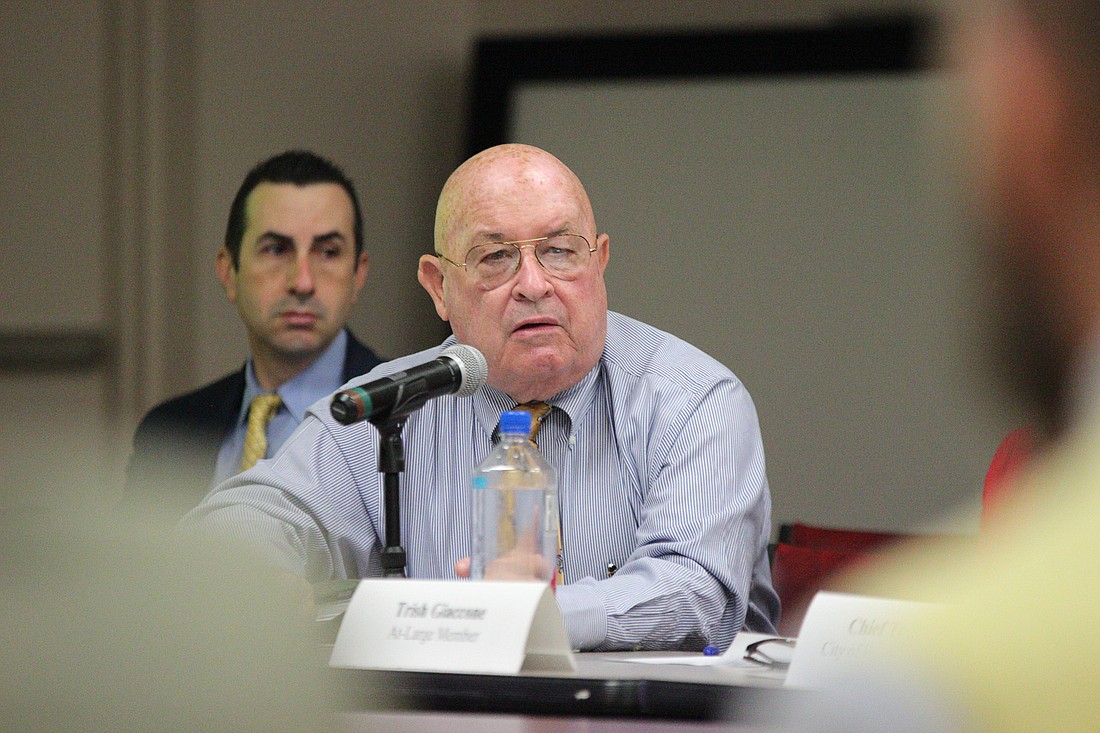 Palm Coast City Councilman Jack Howell at a public safety meeting on April 17. Photo by Ray Boone
