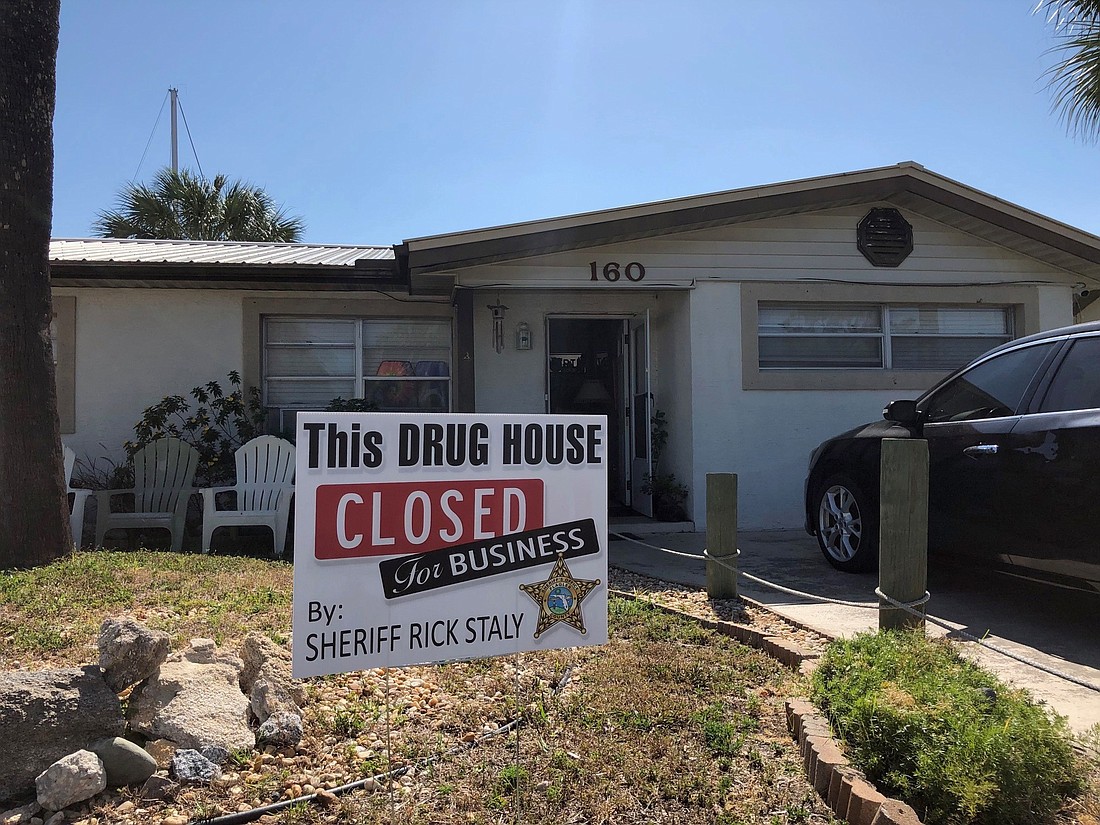 The sign displayed at 160 Lantana Ave. during the Search Warrant to alert neighbors to the police activity. Photo courtesy of the Flagler County Sheriff's Office