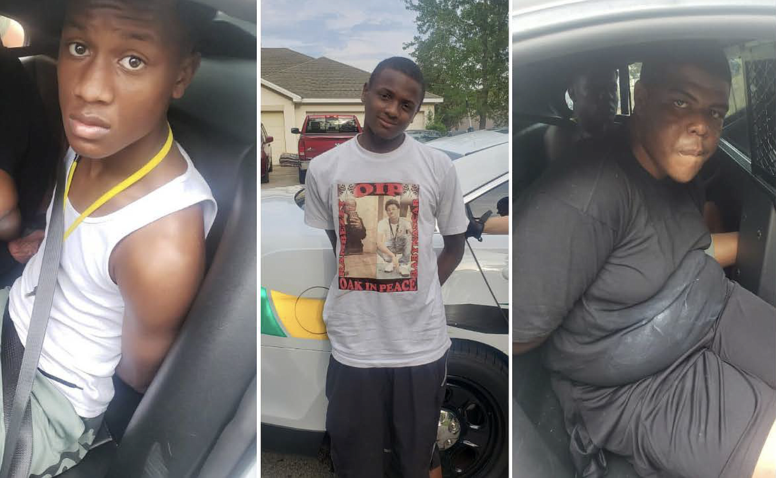 Jemari Overstreet, Heron Burson and Steven Johnson. The name and photo of the fourth suspect are not included here because he is a juvenile. (Photo courtesy of the Flagler County Sheriff's Office)