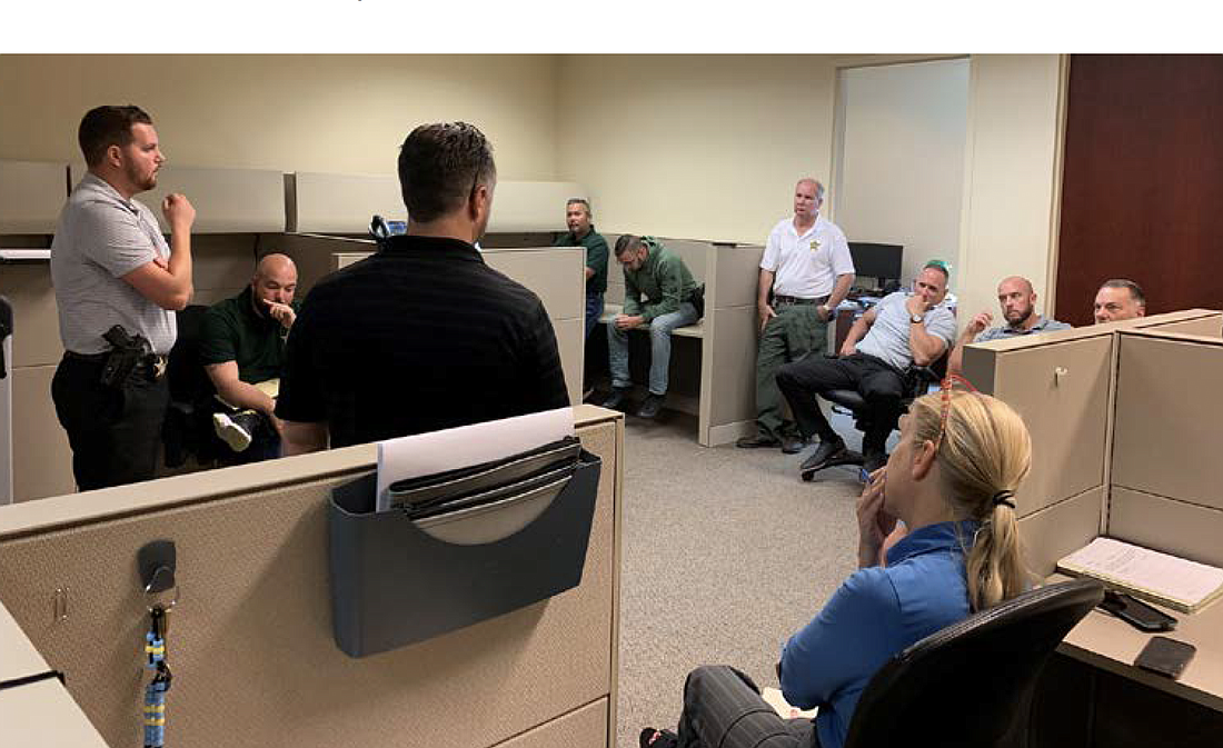 Sheriff Rick Staly in a briefing with detectives at the county courthouse July 13. (Photo courtesy of the FCSO)