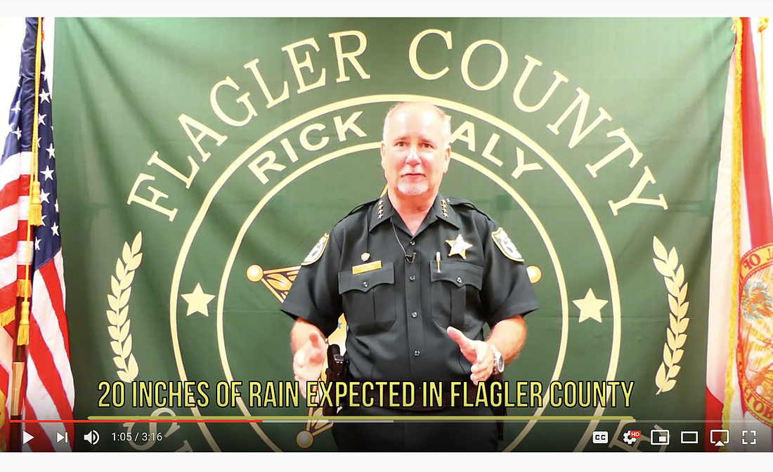 Flagler County Sheriff Rick Staly addresses the community in a video update Friday, Aug. 30.