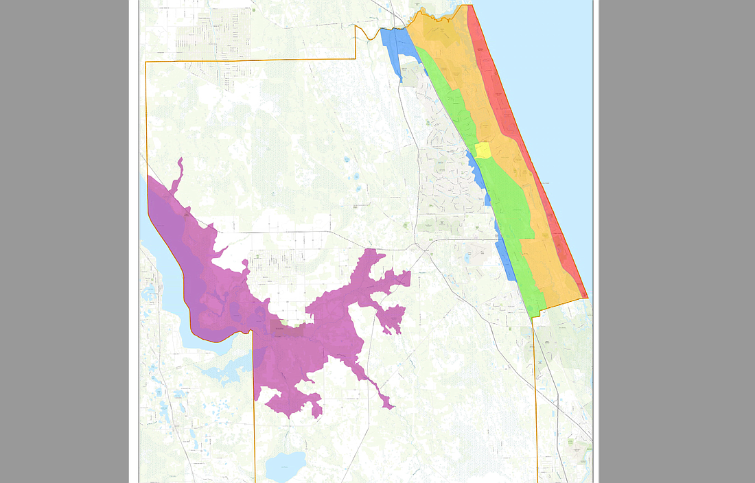 Flagler County evacuation Zones A (red), B (orange), C (yellow), D (green), E (blue) and F (purple). Check your zone at https://bit.ly/2L7EfgC.