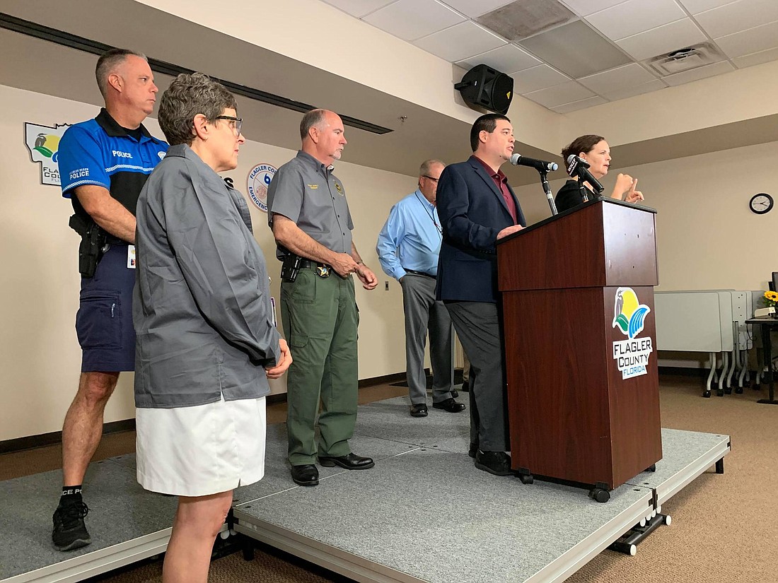 Flagler County Emergency Operations Director Jonathan Lord speaks during a press conference. Photo by Brian McMillan