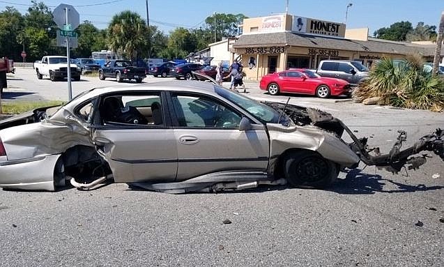 The vehicle Michael Ross was driving was disabled in the crash, but he then fled on foot. (Photo courtesy of the FCSO)