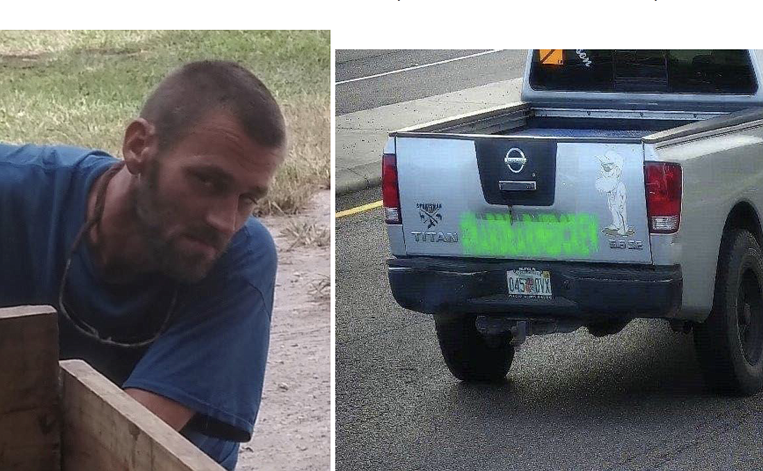 Kelsey Anderson and the truck he's believed to be driving. (Photos courtesy of the FCSO)