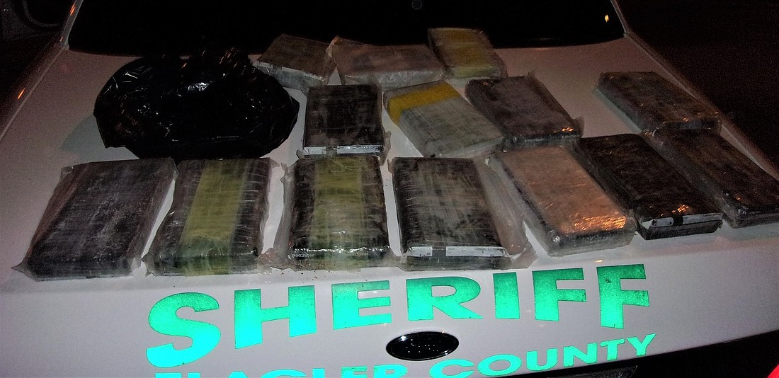 Fifteen kilos of cocaine recovered from the beach on Surfview Drive in the Hammock area of Palm Coast. Photo courtesy of the FCSO