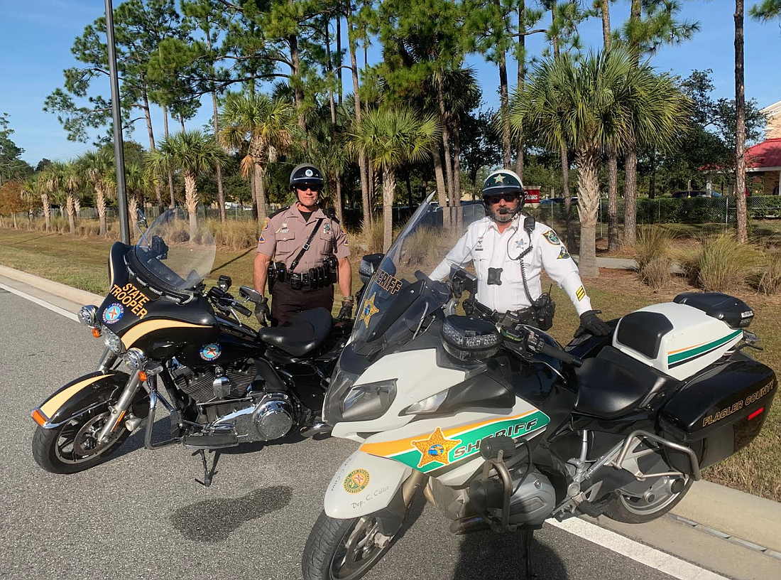 FCSO Traffic Unit and Florida Highway Patrol conducting speed enforcement on Palm Coast Parkway. Photo courtesy of the FCSO