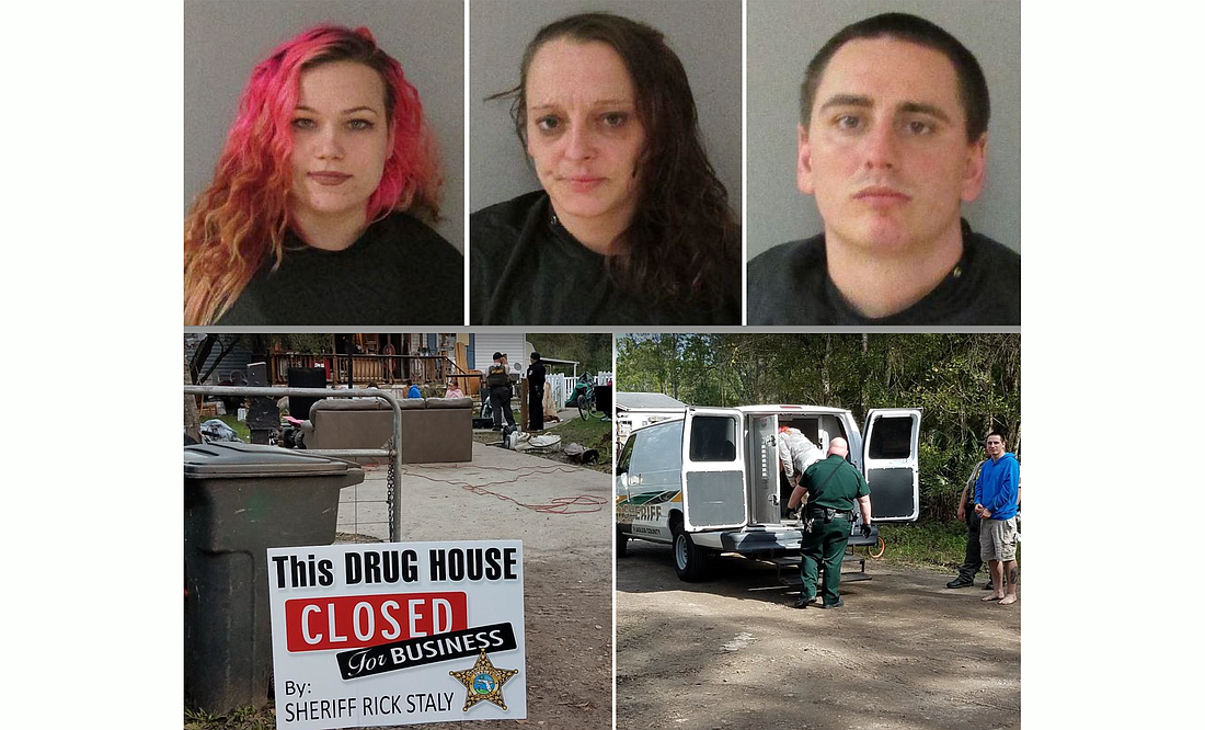 Tessa Lilly, Jessica McBryde and Gage Watts. Bottom: Deputies at the scene.  Photo courtesy of the FCSO