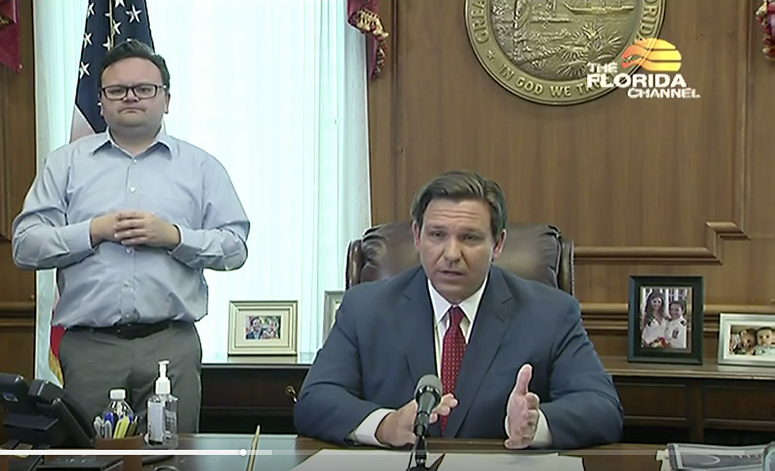 Gov. Ron Desantis announced the statewide stay-at-home order in a press conference broadcast on The Florida Channel April 1.