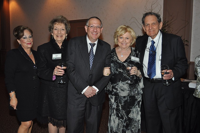 Susan Benson Steenbarger, Bobbie Ebert, honoree Rabbi Joel Mishkin, Esther Michel and Malcom Zeldin