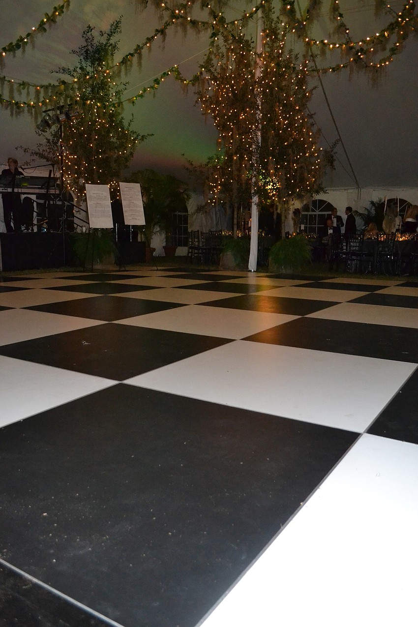 Black-and-white checkered dance floor
