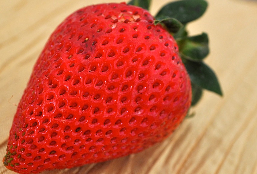 Michael's On East served giant strawberries with a fruit platter before lunch.