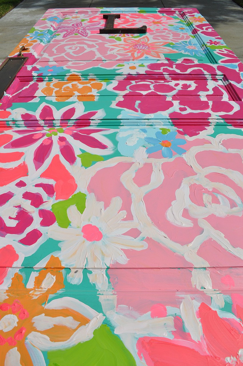 A Lilly Pulitzer door was on display in the courtyard.
