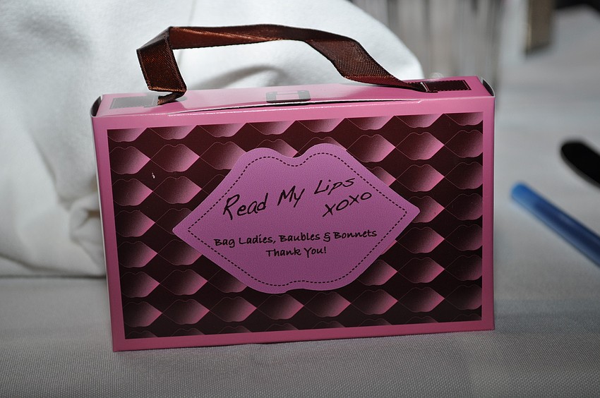 Guests received lipstick pens as party favors.