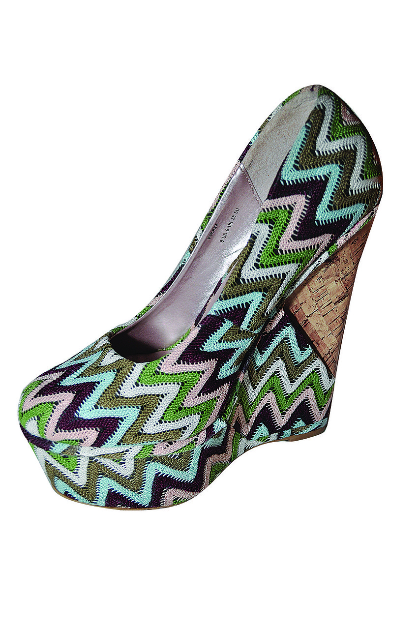 MISSONI INSPIRED SHOEDAZZLE WEDGES
<br><br>
â€œBeach chic. These are the kind of shoes, when I go to the beach or poolside, that I like to wear with a sarong or a gold head piece.â€
