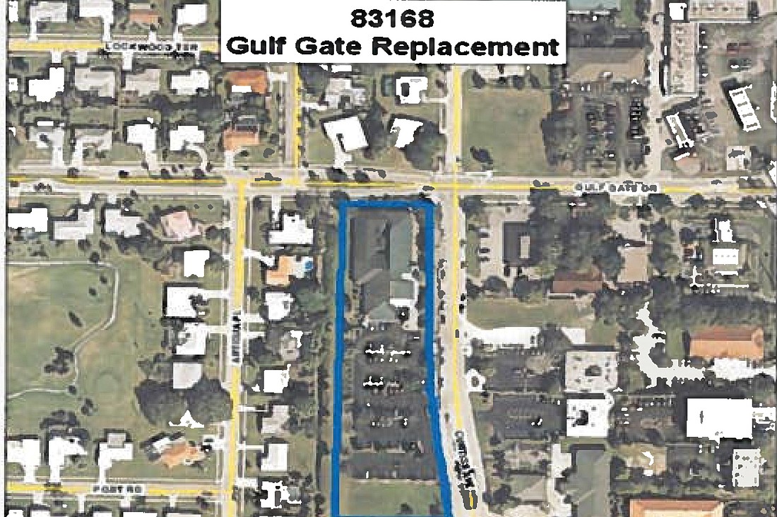 A Sarasota County diagram shows where the new, two-story Gulf Gate Library will be constructed on the site of the current facility, on Curtiss Avenue. Photo Courtesy of Sarasota County.