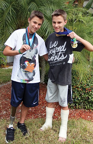 Twins Alex and Nick Miller are excited to compete in the Florida International Triathlon. Photo by Rachel S. O'Hara.