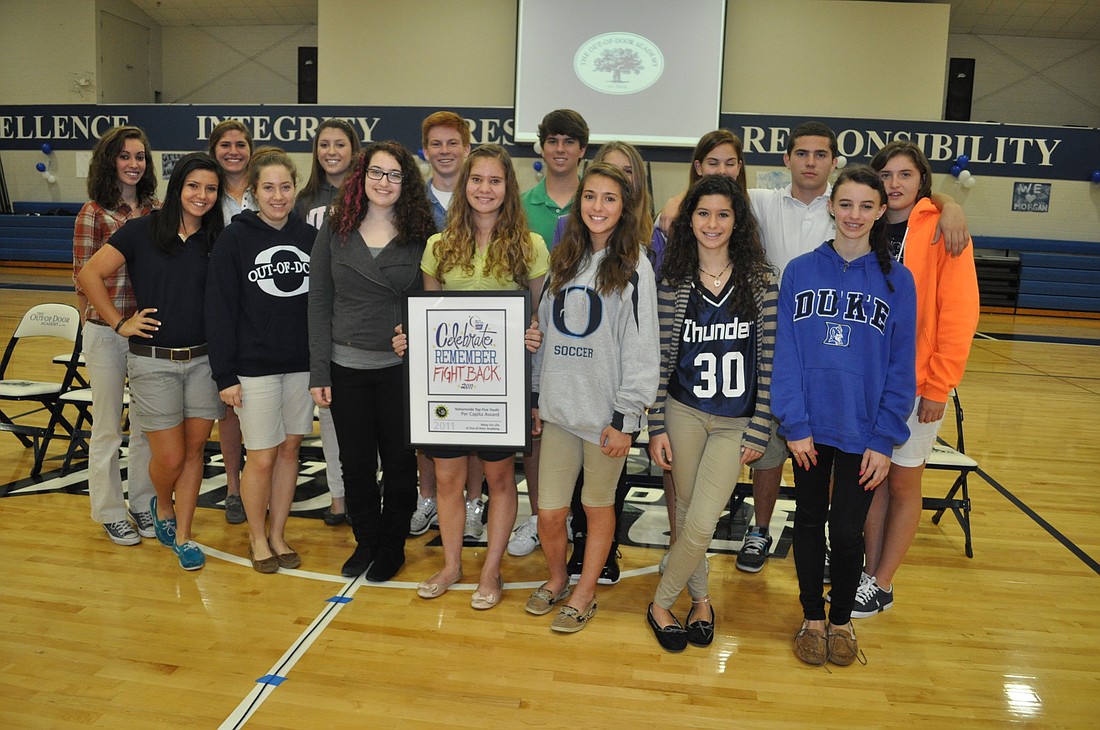 ODA team leaders from last year's Relay for Life accepted the Top Youth Award on behalf of ODA's student body.