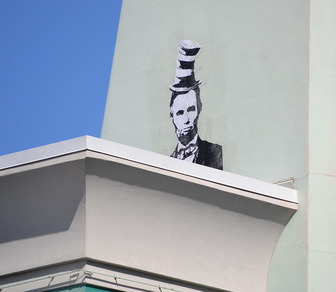 This Abraham Lincoln artwork was spotted on the rooftop of Hollywood 20.