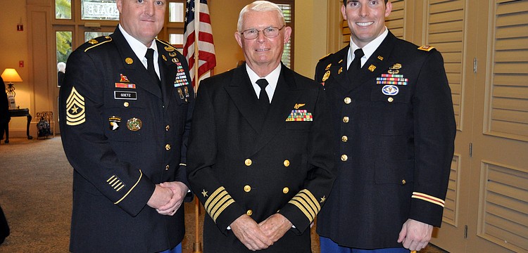 Sgt. Maj. Kevin Goetz, U.S. Army Cadet Command ROTC, Capt. Skip Suereth, U.S. Navy Ret. and Capt. Peter Van Howe, 18th Airborne Corps.