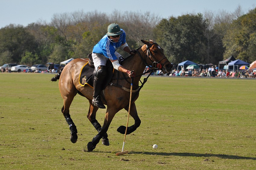 Polo players raced to score.