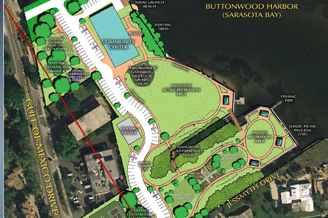 The concept plan presented Jan. 18 includes a new community center building, kayak launch, multi-use active recreation space and a community garden.