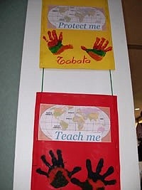 Colorful artwork submitted from various organizations in on display at City Hall.