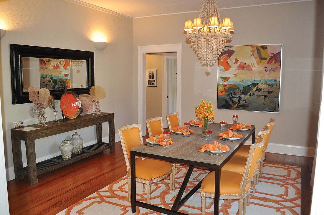 The dining room of the home at 1524 Bay Point Drive was designed by Joyce Hart,of J Hart Interior Design.
