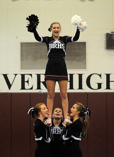 Junior Hannah Eubanks loves leading the audience in cheer. File photo.