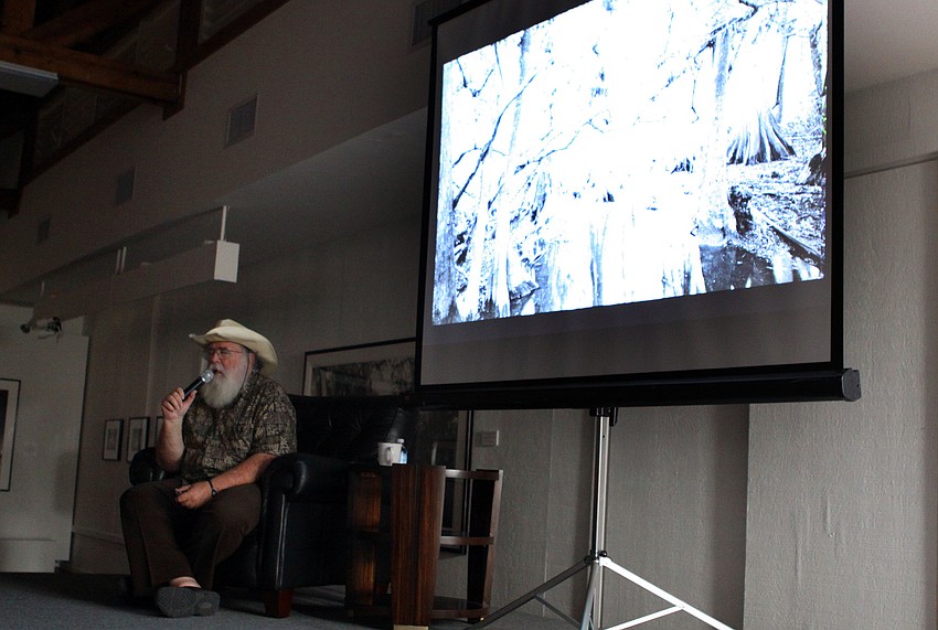 Clyde Butcher speaks to a full crowd at the Longboat Key Center for the Arts.