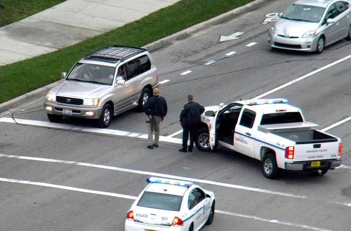 Sarasota deputies, Venice police and Florida Highway Patrol were all involved in stopping Wayo. Photo by Norman Schimmel.