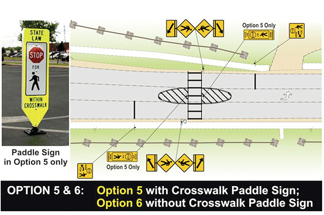 The majority of Key residents voting chose Option 6, with four crosswalks, as their preferred pedestrian-safety option for part of Midnight Pass Road. Courtesy of Sarasota County.