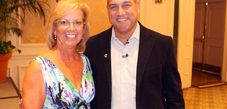 Vicki Warren with guest speaker Salim Ismail