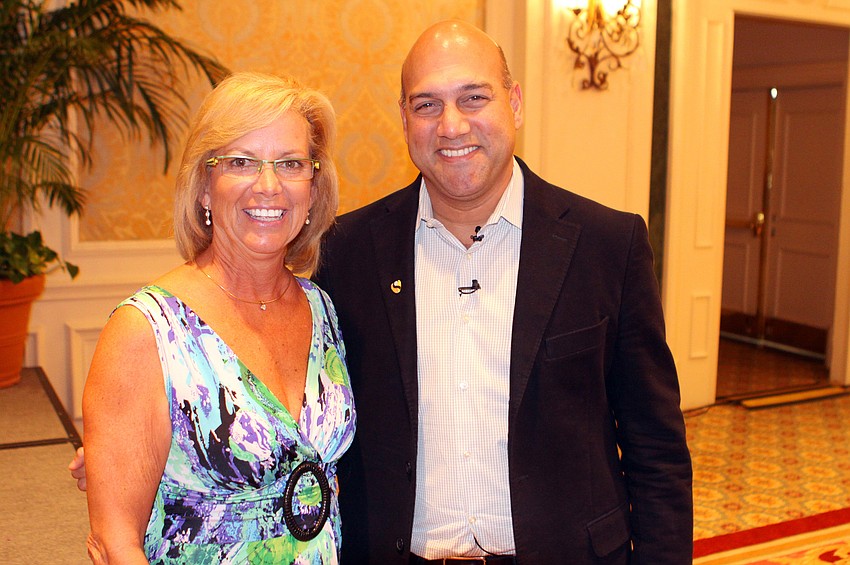 Vicki Warren with guest speaker Salim Ismail
