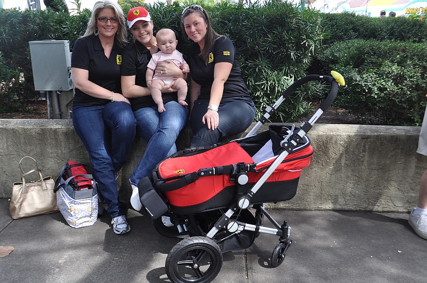Elise Lee, Meagan Sanchez, Isabella Sanchez, Amy Lee and a Ferrari Stroller