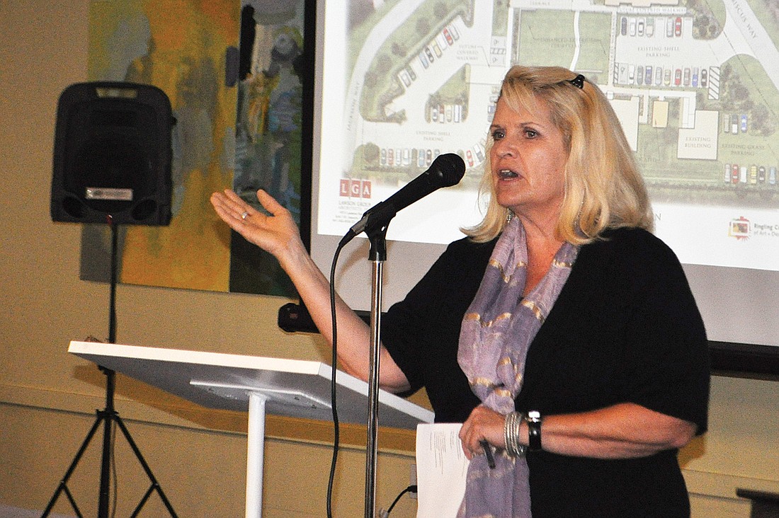 Robin Hartill Arts Center Executive Director Jane Buckman spoke about the need for the Ringling College division to become financially viable.