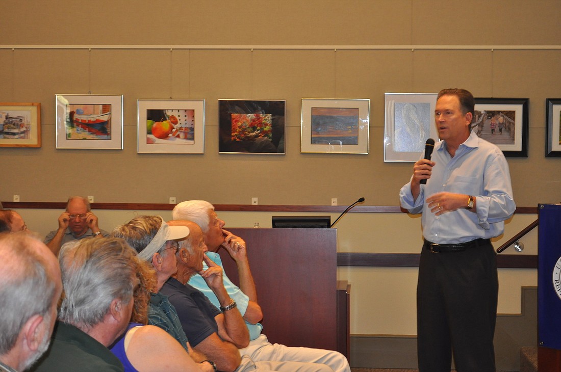 Approximately 100 people attended Buchanan's Longboat Key town hall meeting last March.