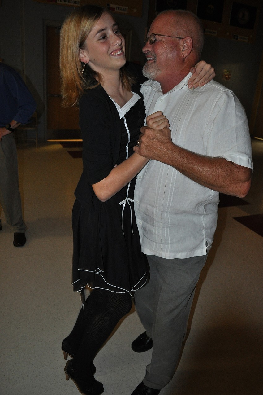 Fifth-grader Gaby Zoutendyk and her grandfather, Jake Zoutendyk, proved to be excellent dancers.