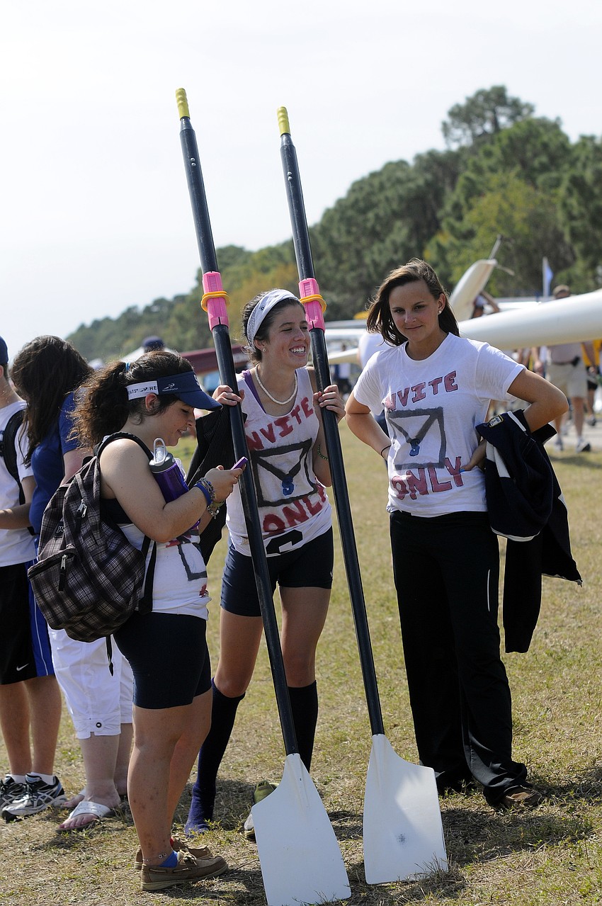 April Mininsohn, 15, Cassidy Marryott, 16, and Emily Goff, 16, are all members of the Sarasota Crew.