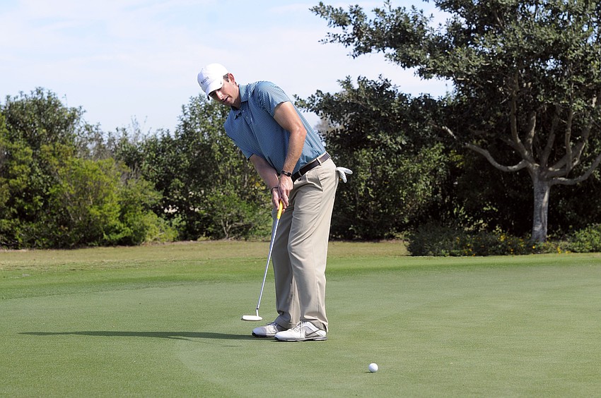 Professional golfer Abbie Valentine brushed up on his putting before teeing off.