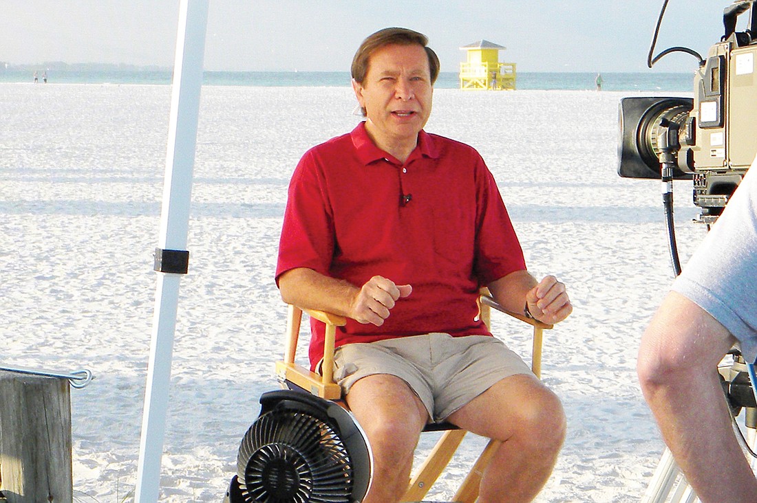 Dr. Beach tells a national TV audience in late May about his selection of the Siesta Public Beach. Photo by Norman Schimmel.
