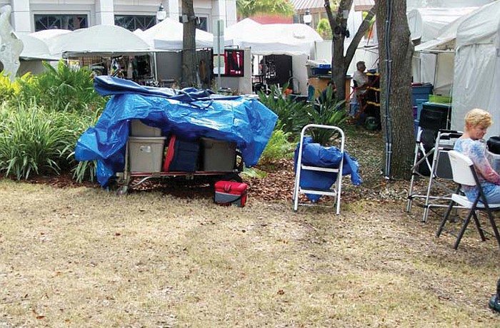 Downtown Improvement District Operations Manager John Moran showed these photos of pummeled plants and bushes during and after the Presidents Day weekend art fair. Courtesy of DID.