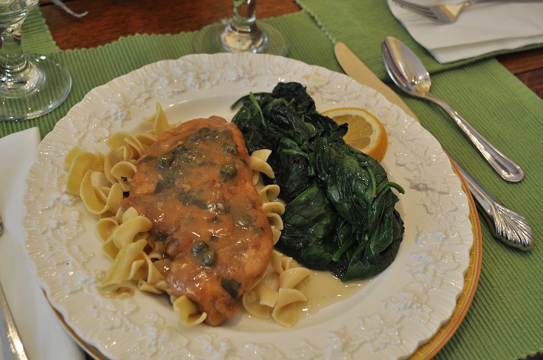 Chicken piccata and spinach