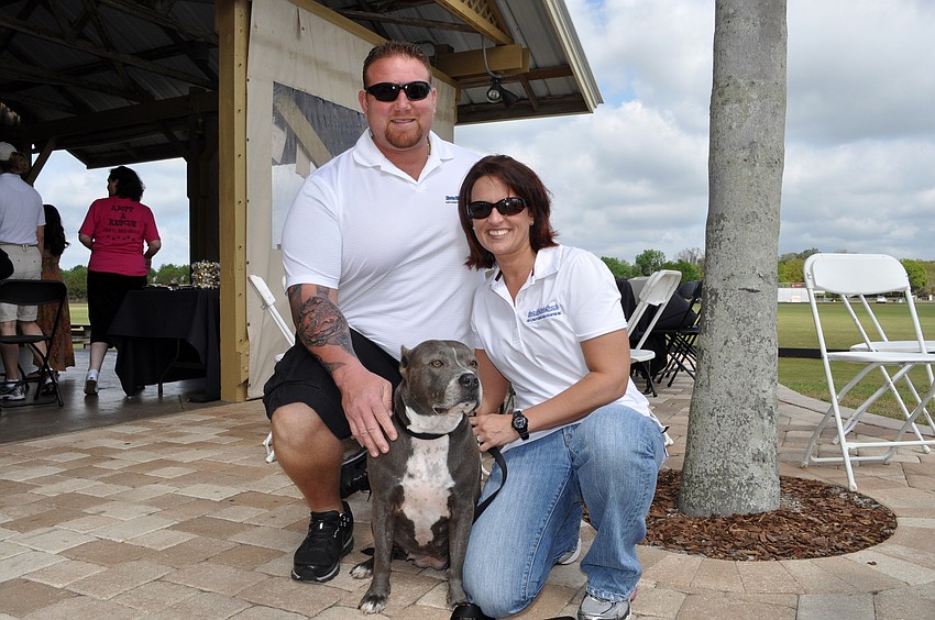 Sean McCutcheon and Jennifer Houghtaling and Sweetie the pit bull enjoyed the event.
