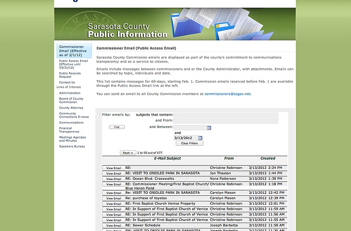 Screenshot of www.scgov.net/transparency.
