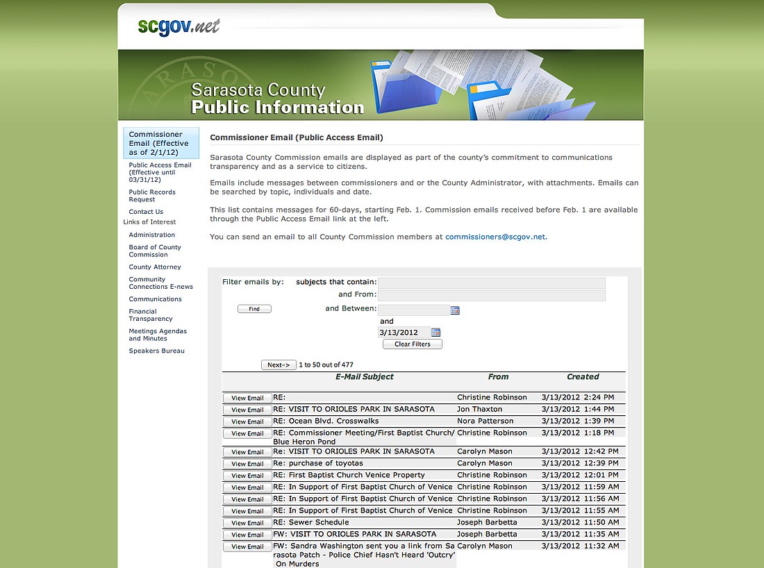 Screenshot of www.scgov.net/transparency.