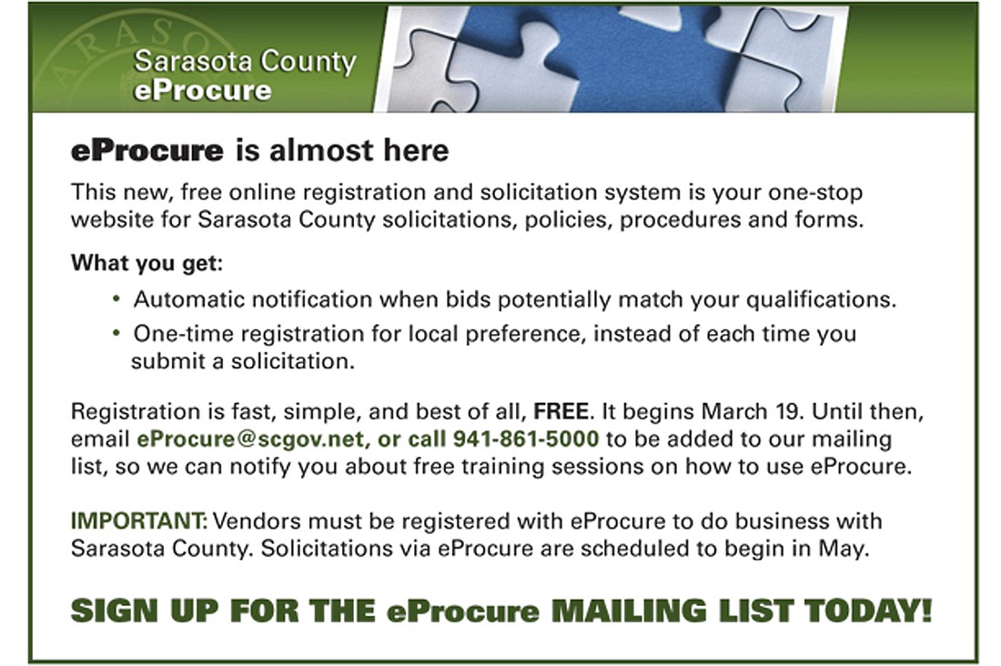 Two free training sessions will be offered on each of the dates listed below at the Sarasota County Administration Center, 1660 Ringling Blvd., Sarasota. Screenshot from www.scgov.net