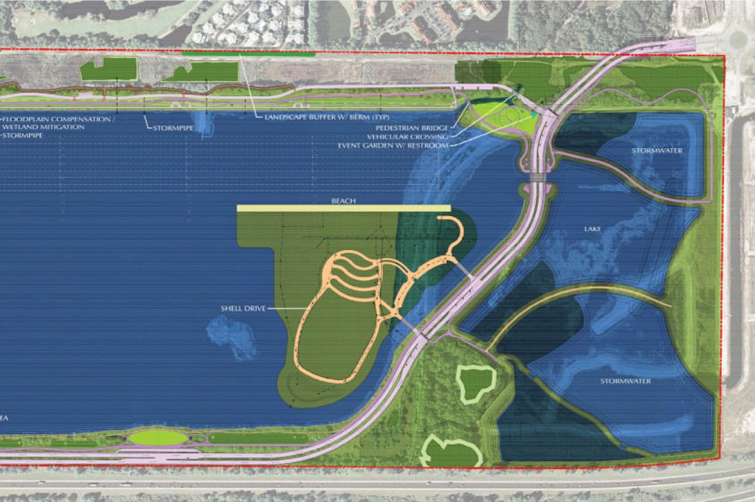 A Sarasota County schematic shows plans for the northern section of Nathan Benderson Park at University Parkway. Courtesy rendering.