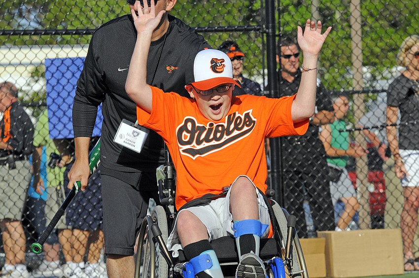 Ten-year-old Seth Morano couldnâ€™t contain his excitement after getting a hit.